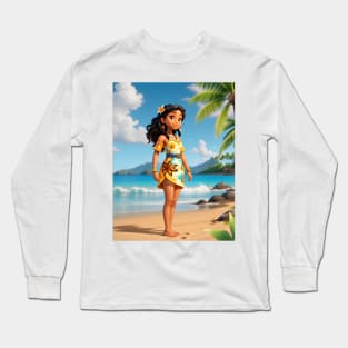 Hawaiian Girl Sticker #2 Long Sleeve T-Shirt